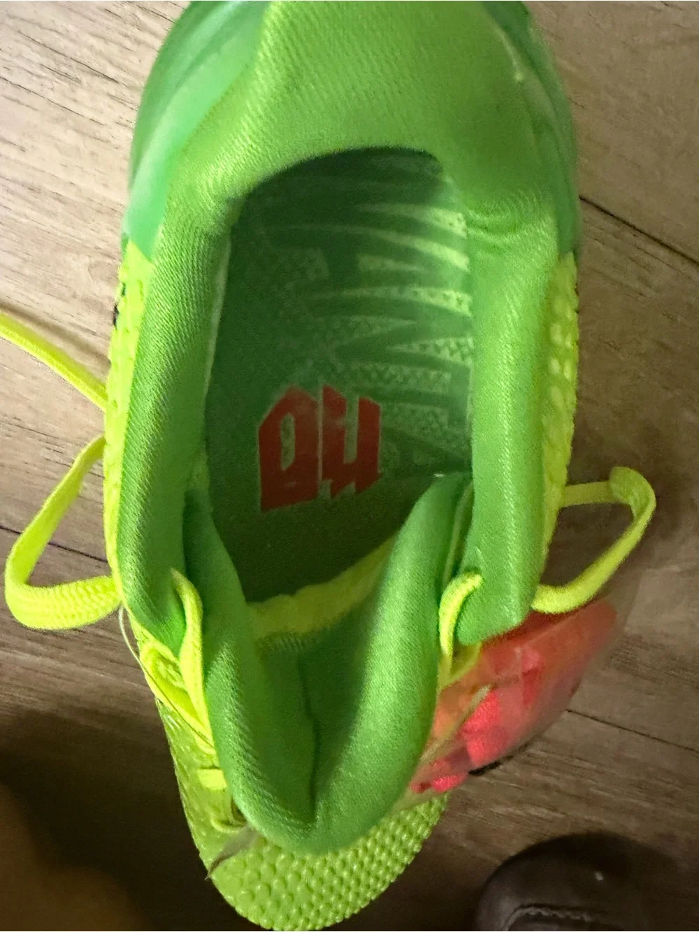 Nike Kids Bright Neon Green Athletic Sneakers with Extra Red Laces its new